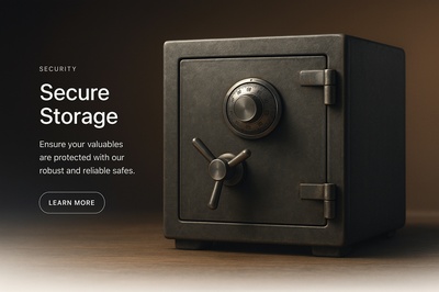 Realistic Web Page Design Featuring a Safe for Secure Storage