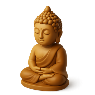 3D Buddha Icon in Isometric View with Volumetric Detail