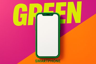 Vibrant Green Smartphone on Bold Colorful Background