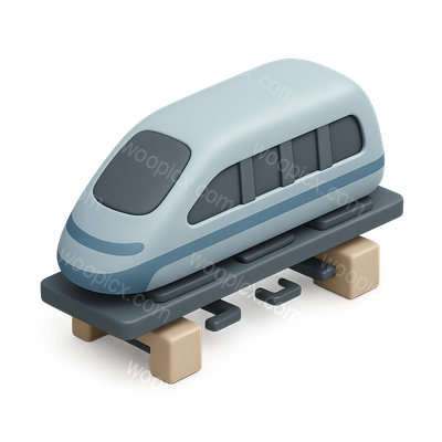 Stylized 3D Maglev Train Icon with Transparent Background