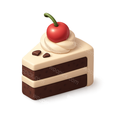 Delicious 3D Black Forest Cake Icon with Cherry