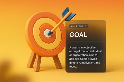3D Illustration of a Target with Goal Description Card