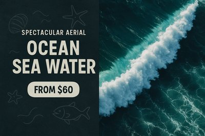Dynamic Aerial View of Ocean Waves with Bold Typography