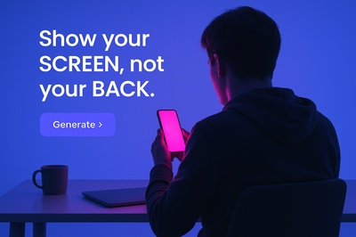 Neon Glow Phone Display in Blue Background