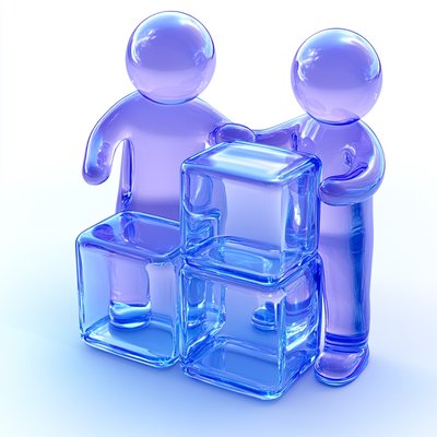 Stylized 3D Figures Building with Transparent Cubes