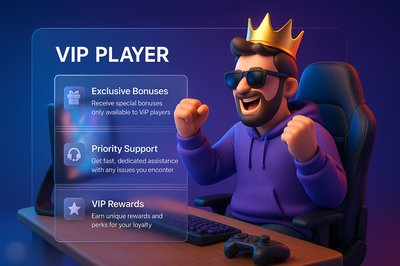 3D VIP Player Illustration with Transparent Elements