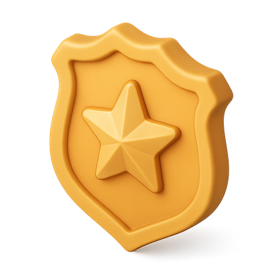 3D Star Badge Icon with Volumetric Design