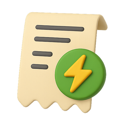 Stylized Receipt Icon with Energy Symbol