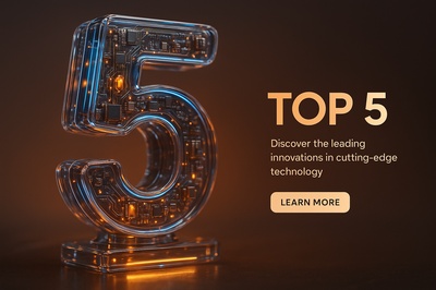 Hyperrealistic 3D Scene of Top 5 Innovations in Technology
