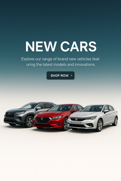 Stylish Gradient Illustration of New Cars for Web Banner