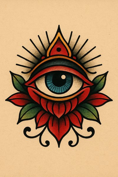 Intricate Eye Design with Floral Elements