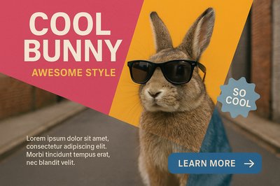 Cool Bunny in Sunglasses on Colorful Background