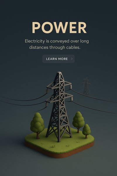 Realistic 3D Scene of Power Transmission with Gradient Background