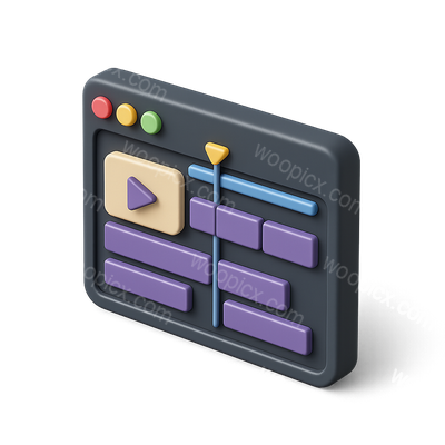Stylish 3D Video Timeline Icon for Editing Applications