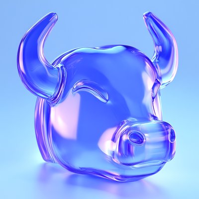 Stylized Glass Bull Head Sculpture with Modern Aesthetic