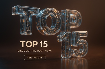 Hyperrealistic 3D 'TOP 15' with LED and Glass Effects