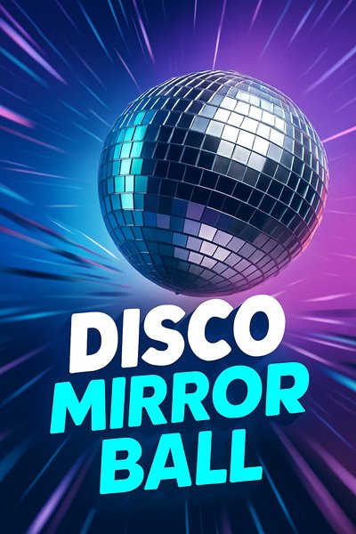 Dynamic Silver Disco Mirror Ball with Vibrant Background
