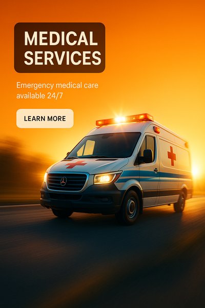Emergency Medical Services Vehicle at Sunset