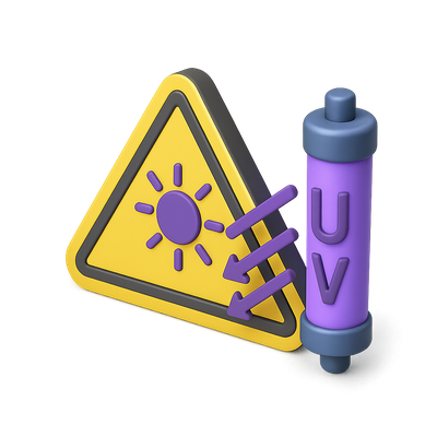3D UV Light Warning Icon with Isometric Design