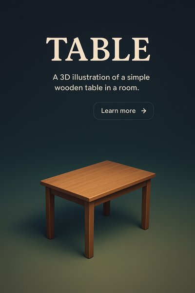 3D Illustration of a Wooden Table in a Room