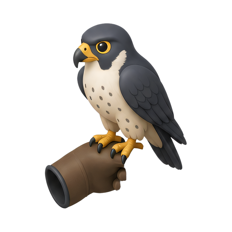 falcon perched on gloved hand