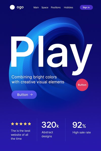 Modern Landing Page Design with Bold Typography and 3D Elements