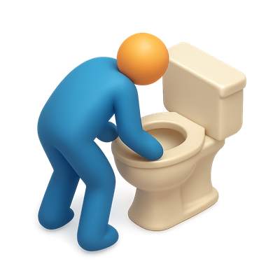 3D Icon of a Person Leaning Over a Toilet