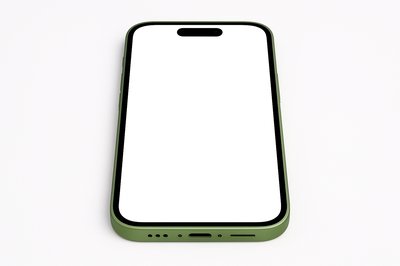 Top View of a Green Phone on White Surface