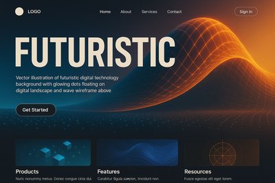 Futuristic Landing Page Design with Dynamic Elements