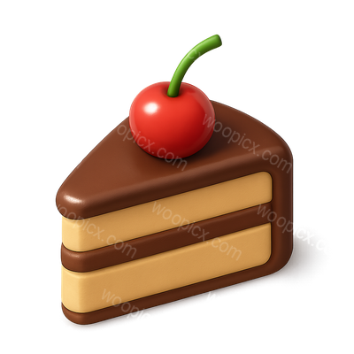 Delicious Cherry Cake Slice in 3D Isometric View