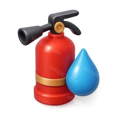 Vibrant 3D Fire Extinguisher Icon with Droplet Design