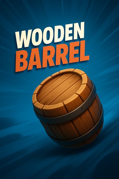 Dynamic Wooden Barrel Illustration in Vibrant Colors