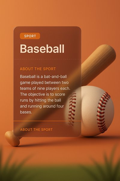 3D Baseball Page Design with Transparent Elements
