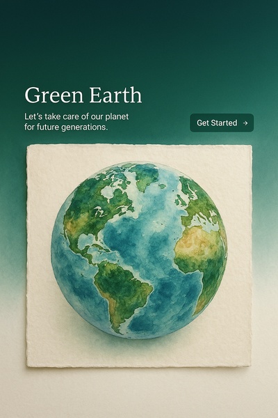 Green Earth Watercolor Art with Call to Action