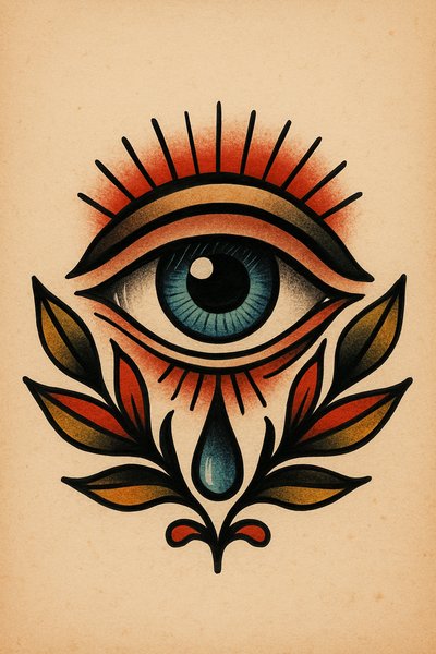 Artistic illustration of an eye with floral elements