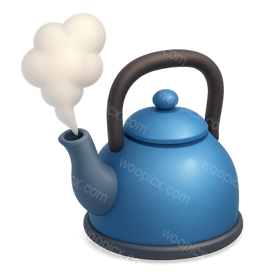 Stylized 3D Kettle Icon with Steam Effect