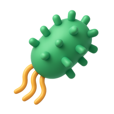 3D Icon of Bacteria with Volumetric Design