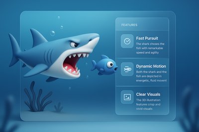 Dynamic Shark Illustration Featuring Fast Pursuit and Clear Visuals