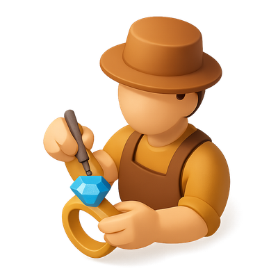 3D Isometric Icon of a Jeweler Setting a Gem