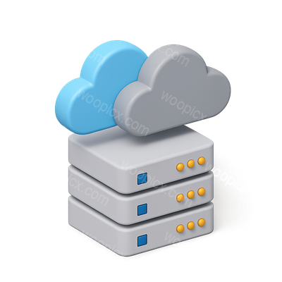 Stylized 3D Hybrid Cloud Icon with Servers