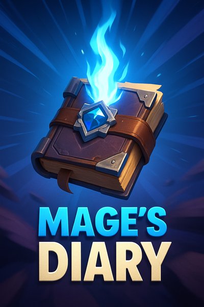 Dynamic 3D Illustration of a Mage's Diary with Magical Elements
