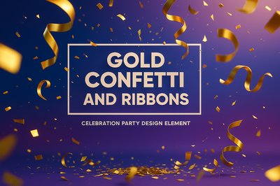 Elegant Gold Confetti and Ribbons for Celebratory Events