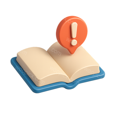3D Exclamation Book Icon with Volumetric Design