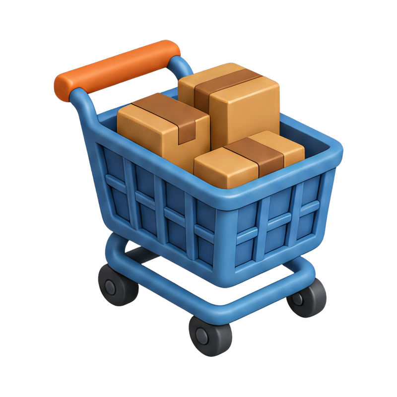 full shopping cart of boxes