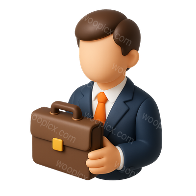 3D Investment Banker Icon with Portfolio in Isometric View