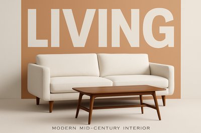 Modern Minimalist Living Room with Bold Typography