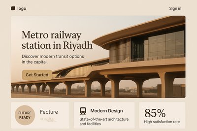 Modern Metro Railway Station Landing Page Design
