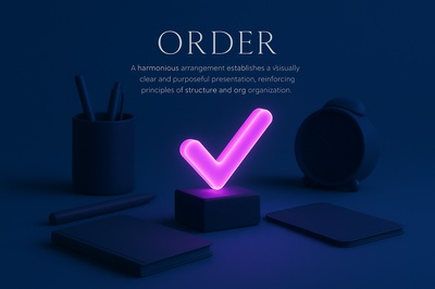Glowing Composition of Objects Reflecting Order
