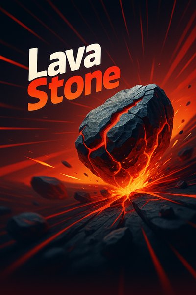 Dynamic Lava Stone Illustration with Bold Typography