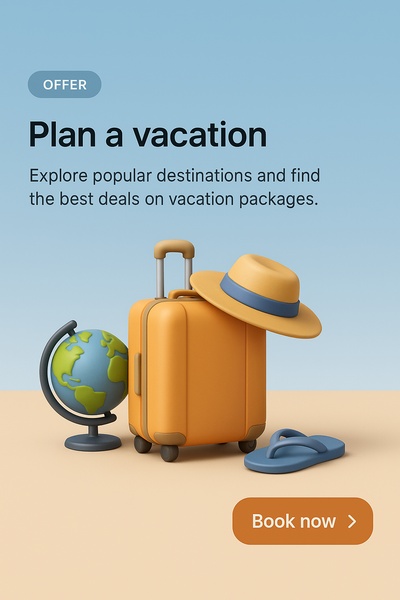 3D Illustration of Vacation Planning Elements